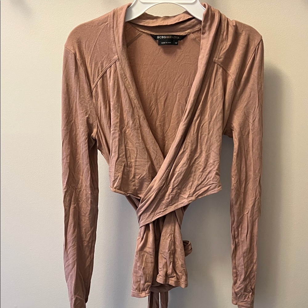 BCBGMaxAzria Tan Wrap Top